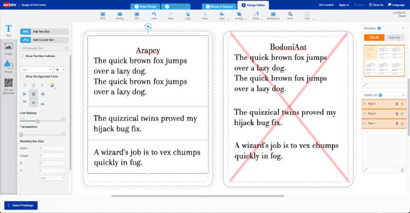 Arapey font replacing BodoniArt