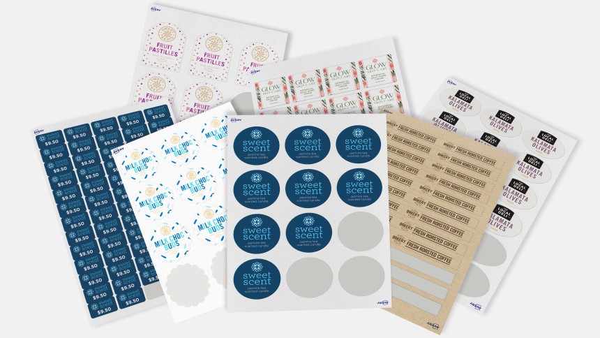 printed labels & stickers sheet