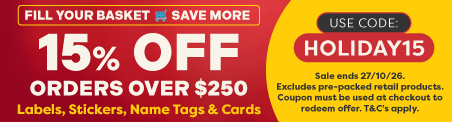 15% off orders over $250 Labels Stickers Tags and Cards. Code: Holiday15
