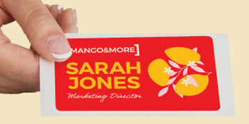 Fabric Name Badge Labels Navigation on a yellow background