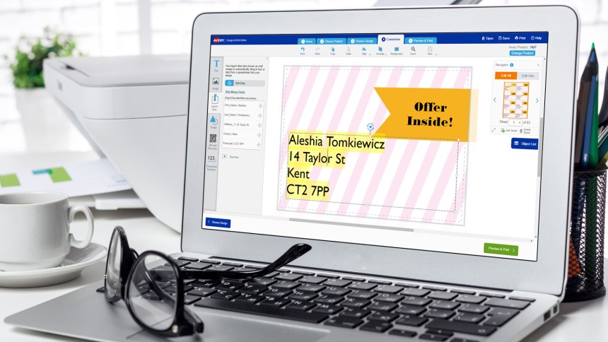 Import data to quickly merge information to your Avery products