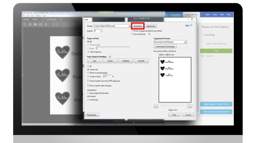 Printer Dialogue Pop Up