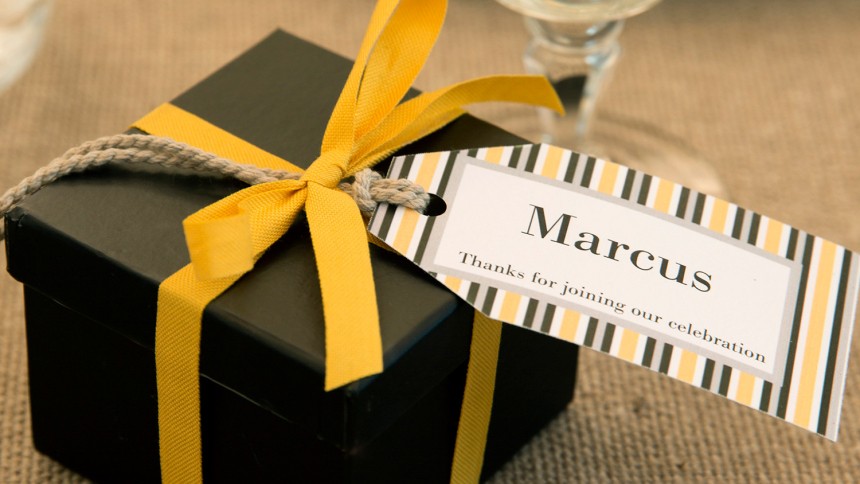 Avery White Printable Gift Tag on a Wedding Favour