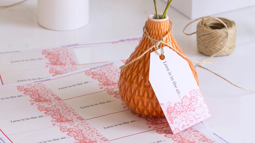 Avery Printable Tags on Flowers in Vase