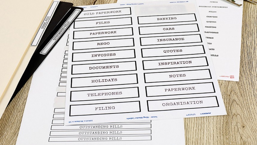 Ring Binder Labels on desk