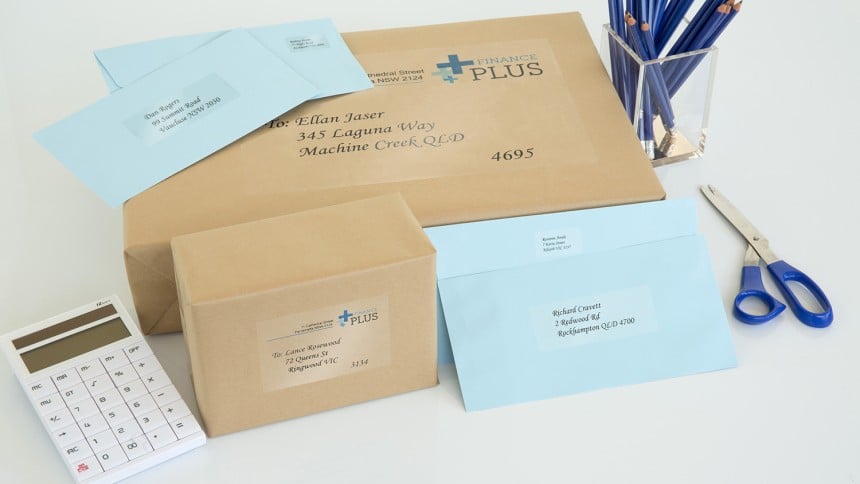 Clear Labels on envelopes & parcels