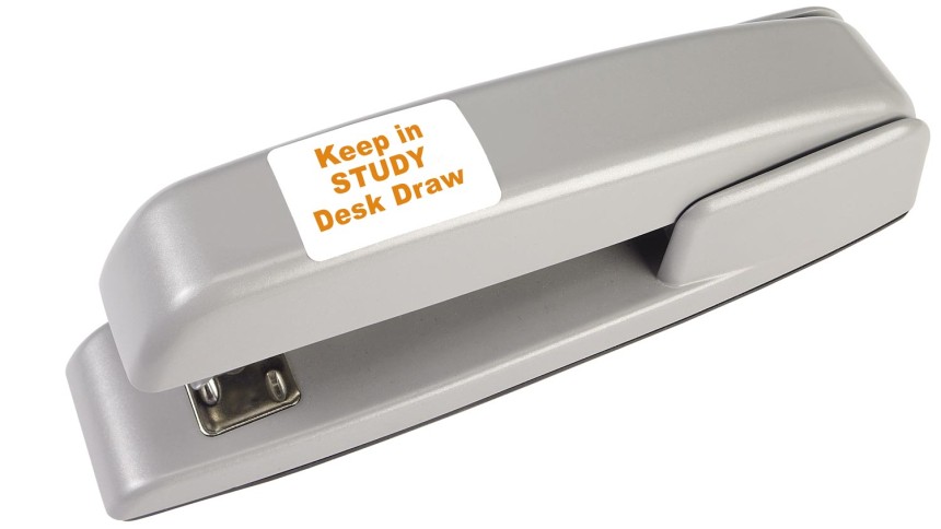 Stapler labelled with Avery label