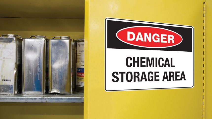 Industrial labels in warehouse