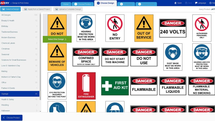 Avery Industrial Signage Templates