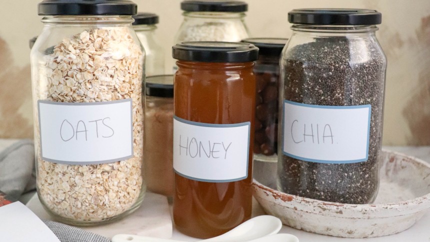 Durable Avery labels on pantry jars