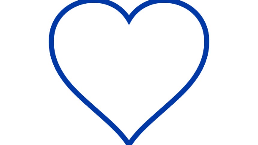 A simple, blue outline of a heart against a white background.