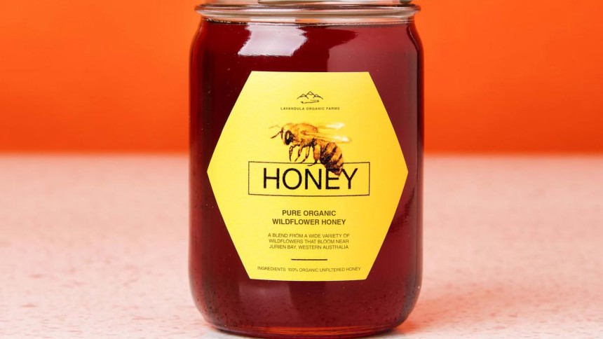 Hexagon Label on a Honey Jar
