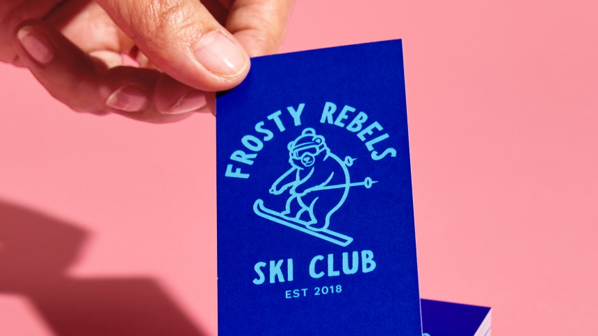 Blue Business Cards on Pink Backgroud