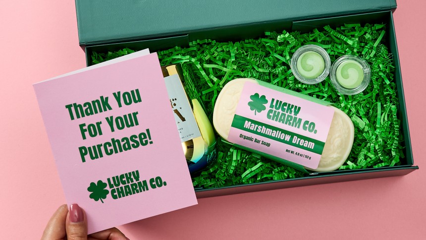 Unboxing with thank you card