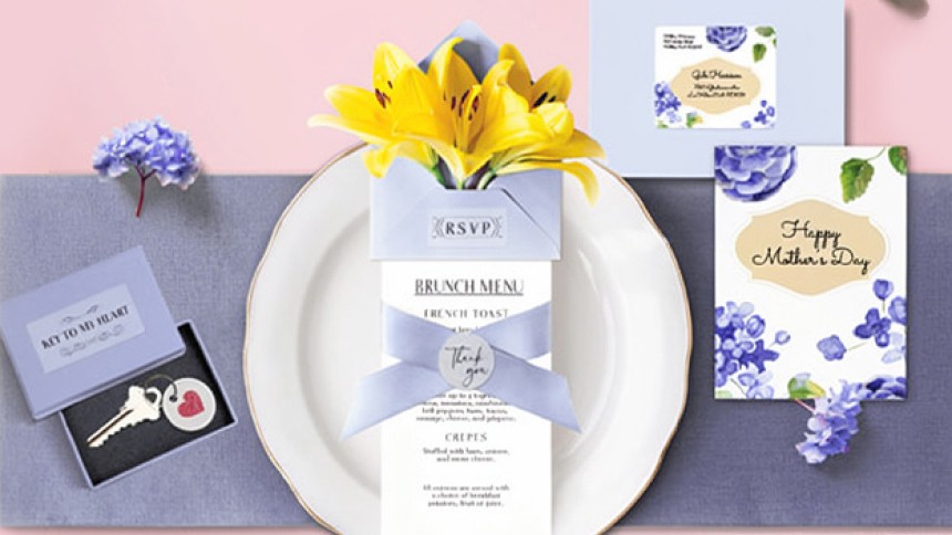 Mothers day template cards, menu, shipping label