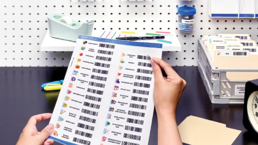 Barcode printed on A4 sheet with variable barcode and images