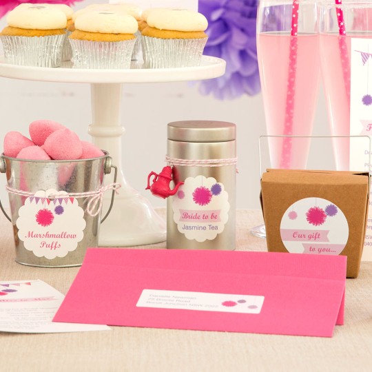 Variety of Labels and Stickers for a Baby Shower Party in Pink theme.