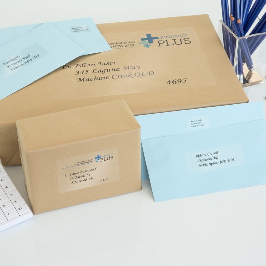 Clear Labels on envelopes & parcels