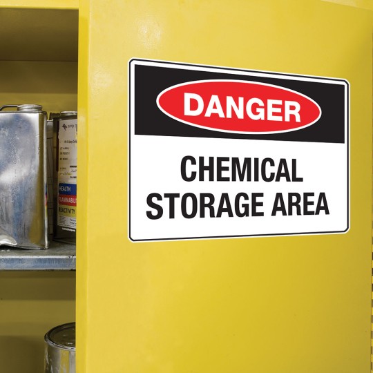 Industrial labels in warehouse