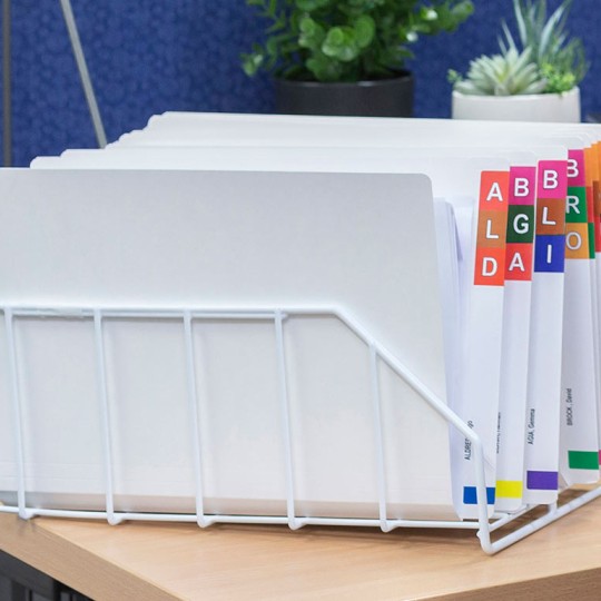 Avery file rack with Lateral Files on desk