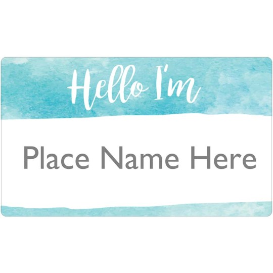 Name Badge & Name Tag Templates - Hello Watercolour Blue