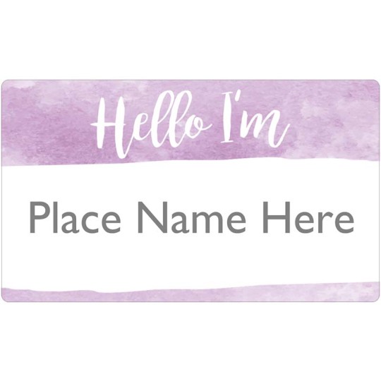 Name Badge & Name Tag Templates - Hello Watercolour Purple