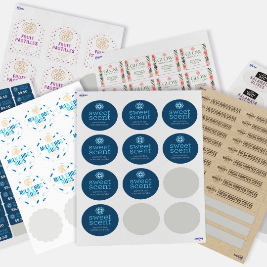 printed labels & stickers sheet
