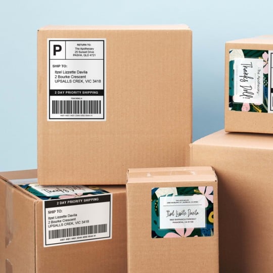 Custom printed mailing labels