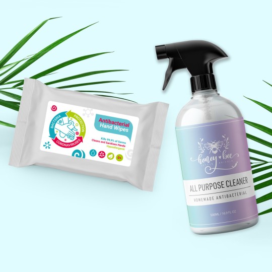 custom printed hand sanitiser labels
