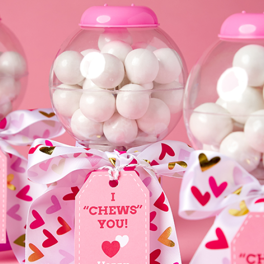 lined up gum machine valentines gift
