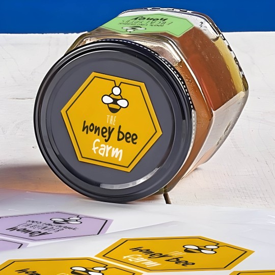 Hexagon Label on Honey Jar