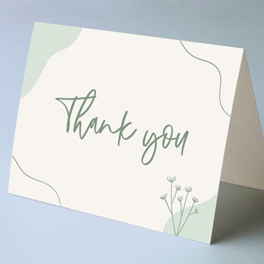 Image of a folded Thank You card