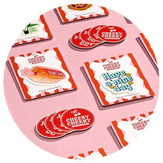 Colourful Stickers inside round shape