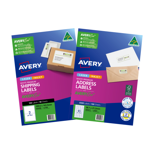 AveryEco Premium Shipping and Addressing Label Packaging Shots