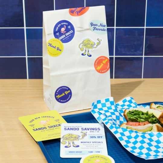 Stickers and Cards for a Retail Cafe Business