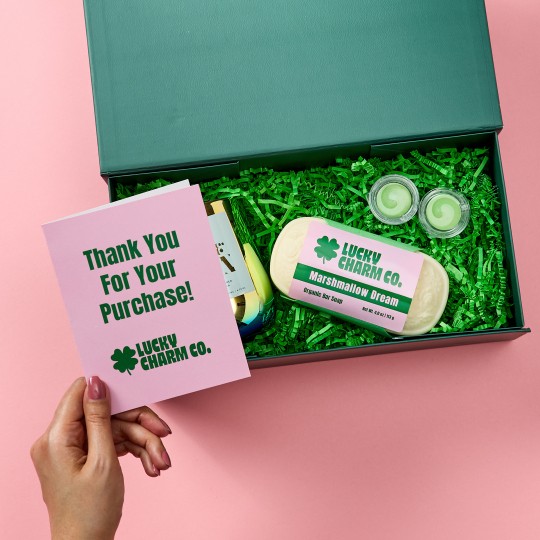 Unboxing with thank you card