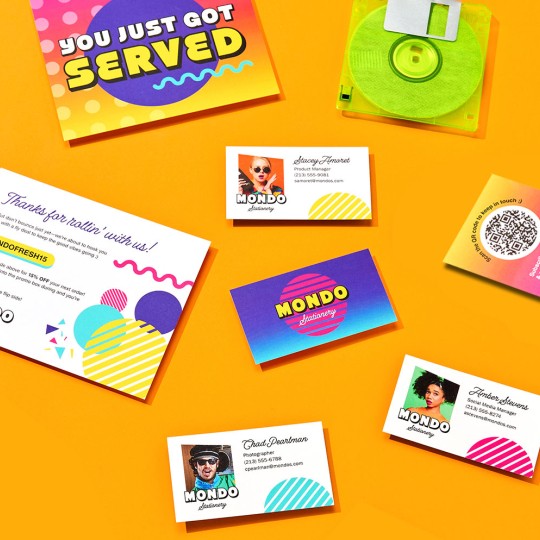 Mix of different cards on a bright yellow background