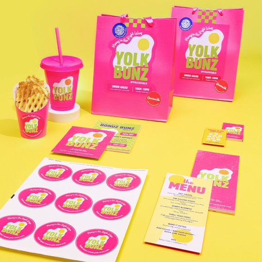 label on food bags and coffee cups