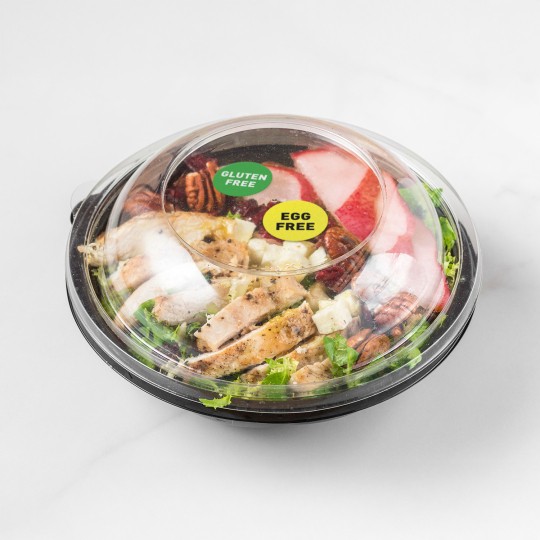 allergy labels on a container of food