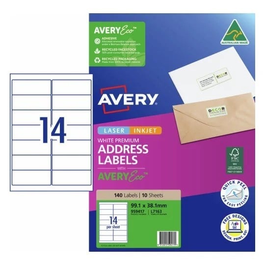 AveryEco Addressing and Shipping range 12 up