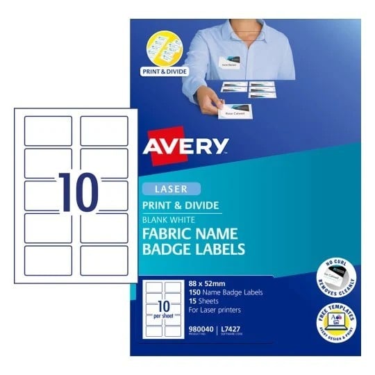 Fabric Name Badge Labels 10 up