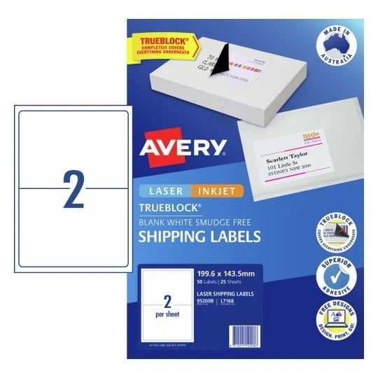 Trueblock Addressing and Shipping Labels 2 up