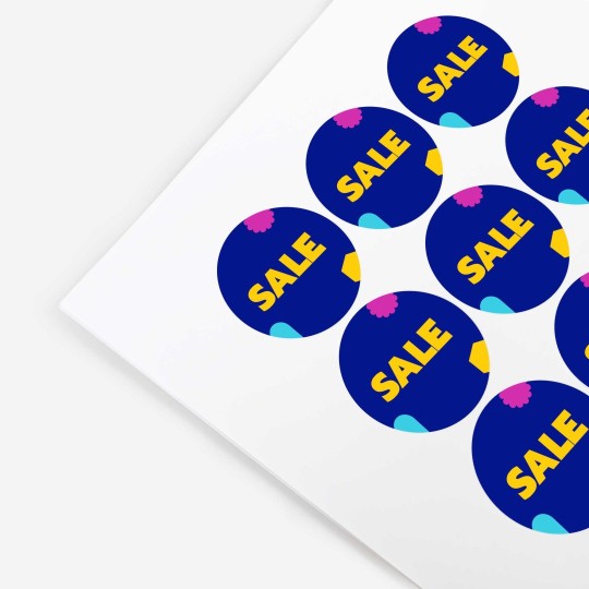 A4 Sheet with round sale stickers