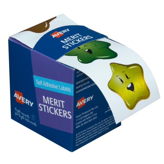 Merit Stickers in cute colourful cartoon stars with different expression.