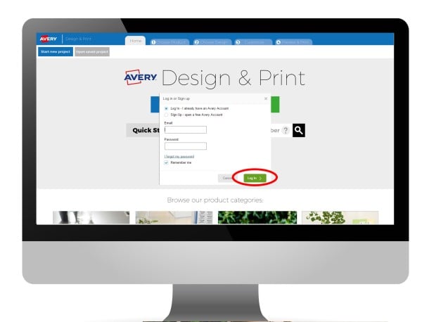 Avery Design & Print Log In Form