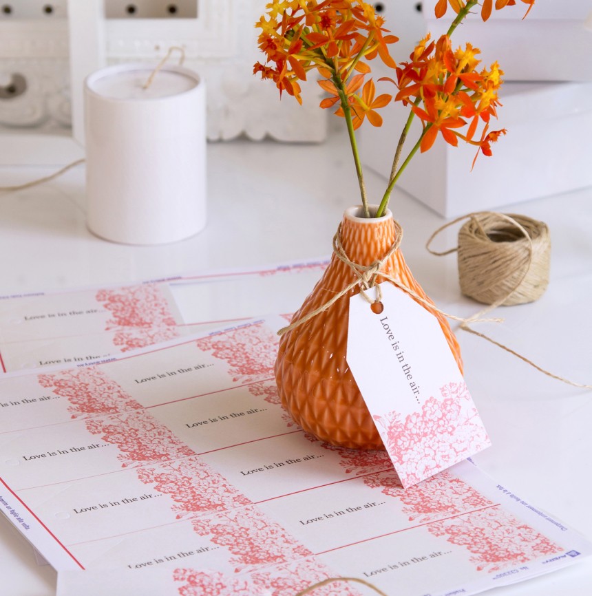 Avery Printable Tags on Flowers in Vase