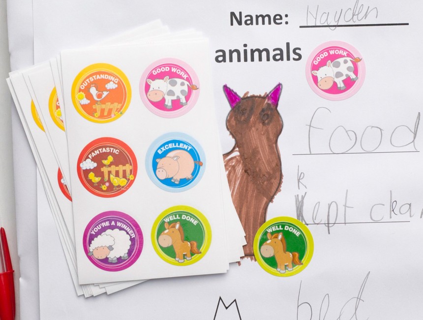 Merit Stickers on primary school work