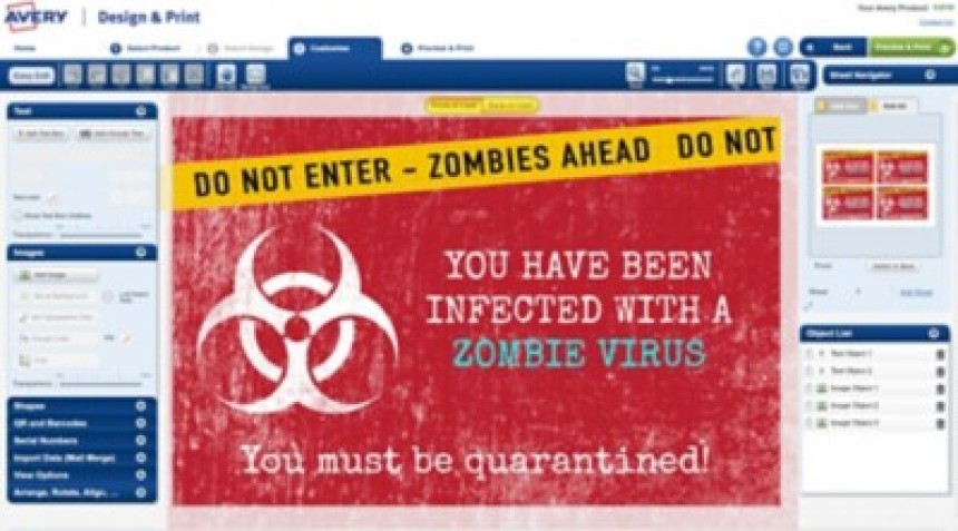 Avery Postcard Halloween Zombie Party Decoration