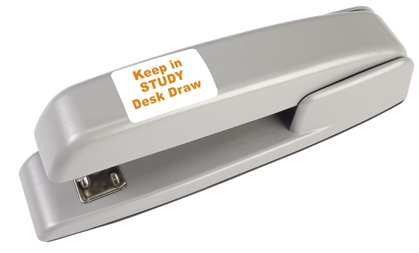 Stapler labelled with Avery label