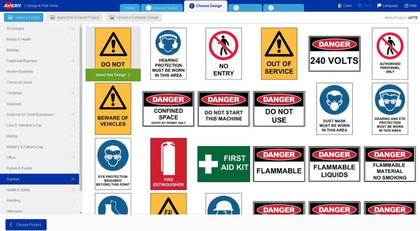 Avery Industrial Signage Templates